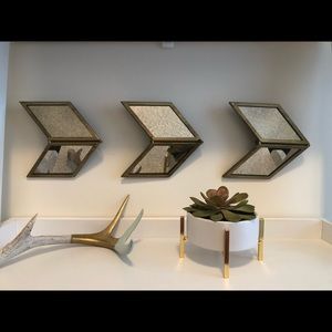 Decorative chevron wall mirror set of 3